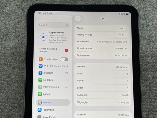 1511323-2 iPad mini (6th Gen) MK893KN/A - 64GB