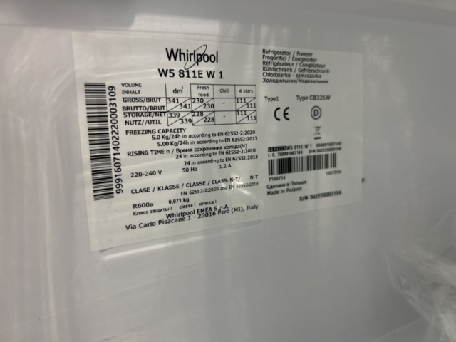 1504273-4 Kyl och frys – Whirlpool W5 811E W 1