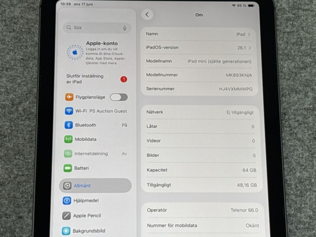 1511327-2 iPad mini (6th Gen) MK893KN/A - 64GB