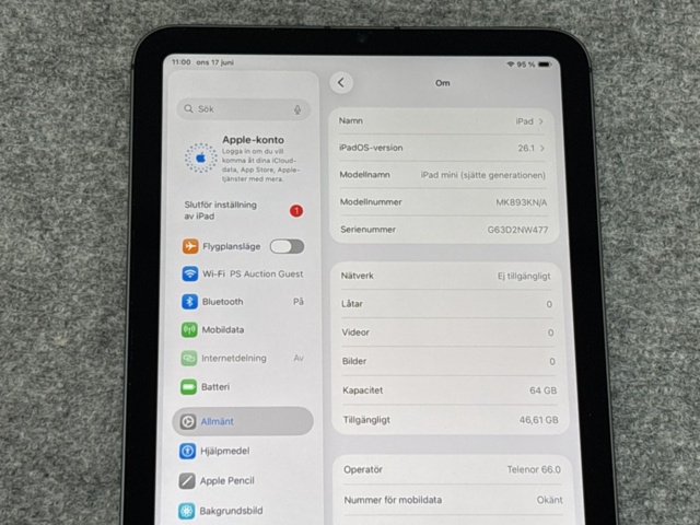 1511331-2 iPad mini (6th Gen) MK893KN/A - 64GB