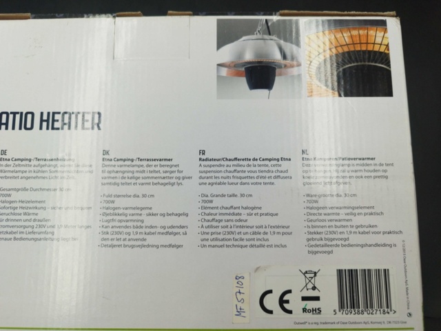 1537187-4 Uteplatsvärmare, 2 st - Outwell Etna, 700 W