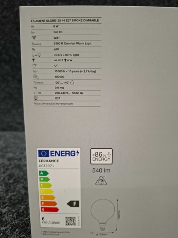 1543458-4 8 pcs LED Lamps LEDVANCE Filament Globe125 44