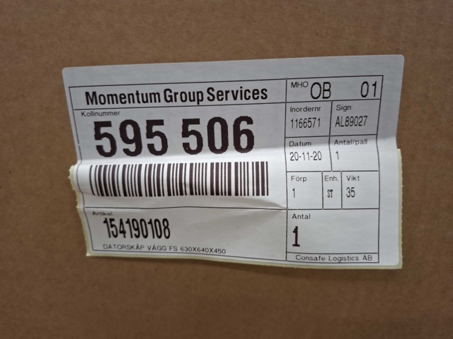 1543912-3 Datorskåp Gigant Vägg FS 630x640x450mm