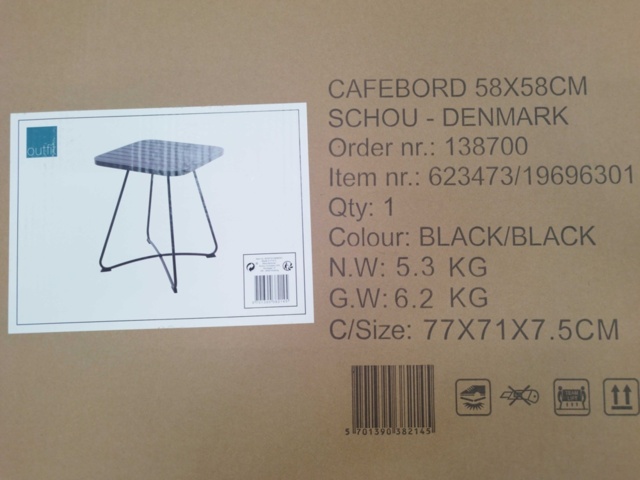 1537199-2 Cafébord - Outfit, 58 x 58 x 70, svart