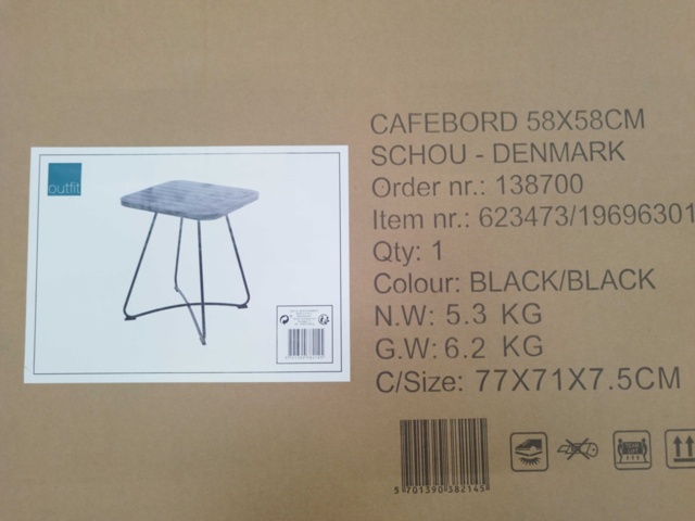 1537200-2 Cafébord - Outfit, 58 x 58 x 70, svart