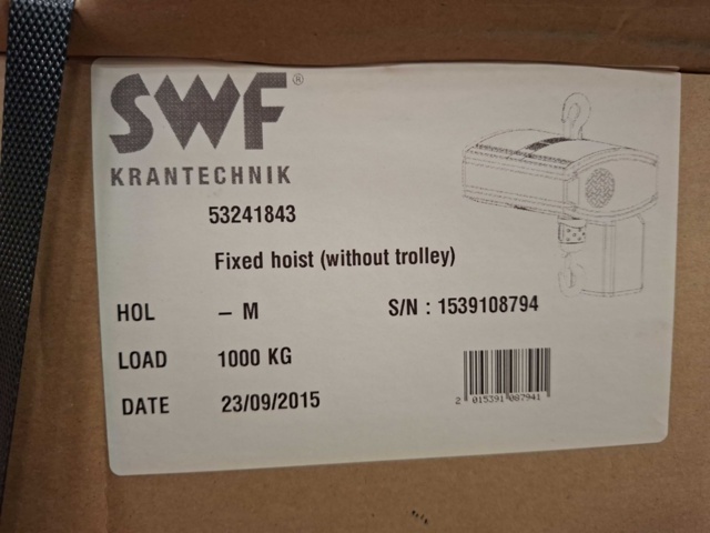 1543880-5 Electric hoists SWF CC 1000kg 3P/230V