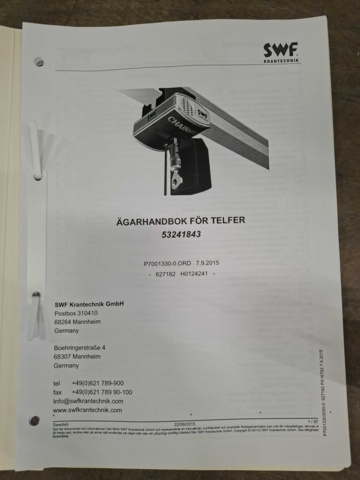 1543880-10 Electric hoists SWF CC 1000kg 3P/230V