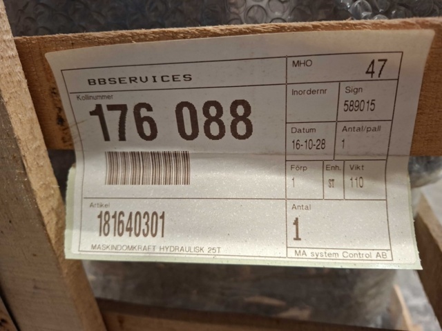 1543888-4 Maskindomkraft Gigant Hydraulisk 25T