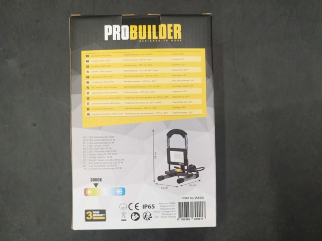 1544440-3 Arbetslampa LED 20W - ProBuilder, IP65, 1600 lm