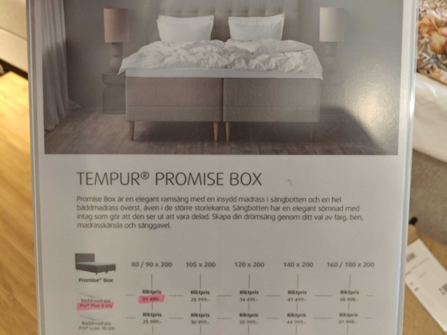 1400754-3 Dubbelsäng, bänk, m.m. - Tempur Promise box 2x90 cm