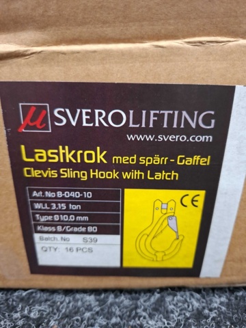 1545576-6 16 st Lastkrokar SveroLifting med spärr 3.15T, 10mm