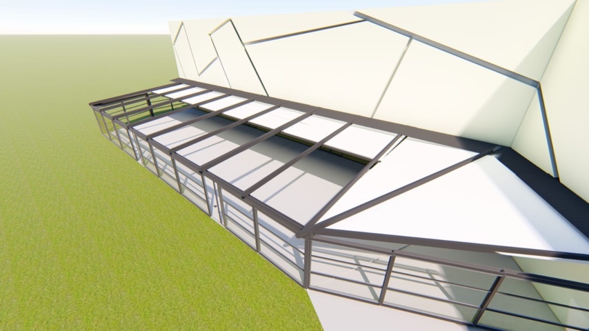 1539958-5 Oanvänt pergolasystem SOLID 285 m² – motordrivna glaspartier och isolerad takduk