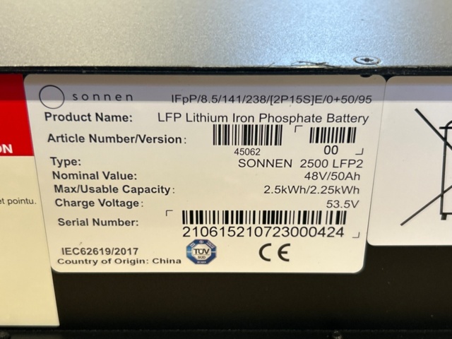 1531848-4 Batterier Sonnen 2,5kwh, 6 st