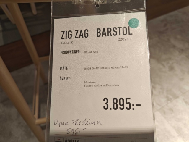 1400879-6 Barstol - Hans K ZigZag