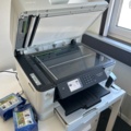 1531926-3 Table with printers, laminators and filing cabinets