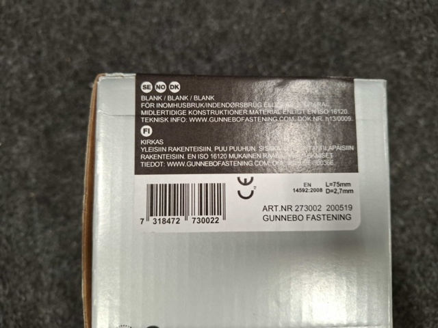 1546583-4 Ca 2.320 st Spik blank 4.0x125, 2.8x75 & 1.7x40mm, Gunnebo