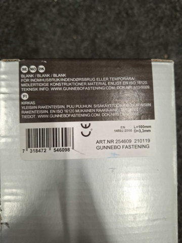 1546583-6 Ca 2.320 st Spik blank 4.0x125, 2.8x75 & 1.7x40mm, Gunnebo