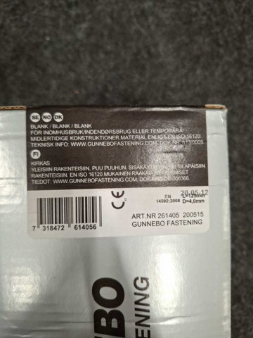 1546583-8 Ca 2.320 st Spik blank 4.0x125, 2.8x75 & 1.7x40mm, Gunnebo