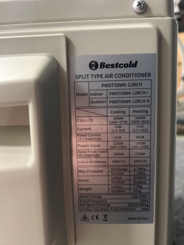 1547079-15 AC/ Air source heat pump for Nordic climate 12000 BTU, 3520W