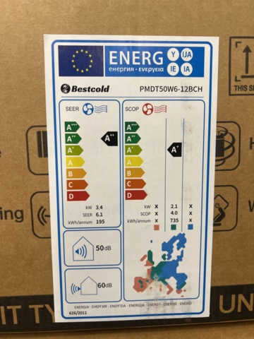 5 st AC / Luftvärmepumpar för nordiskt klimat 12000 BTU, 3520W