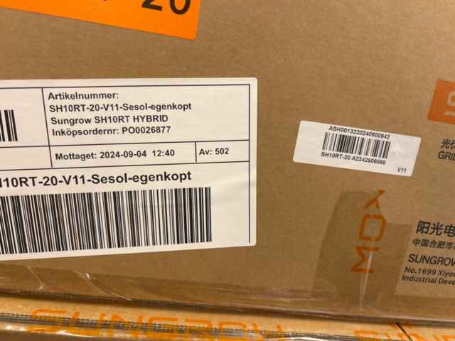1436408-3 Växelriktare Sungrow SH10RT-20, 3 st