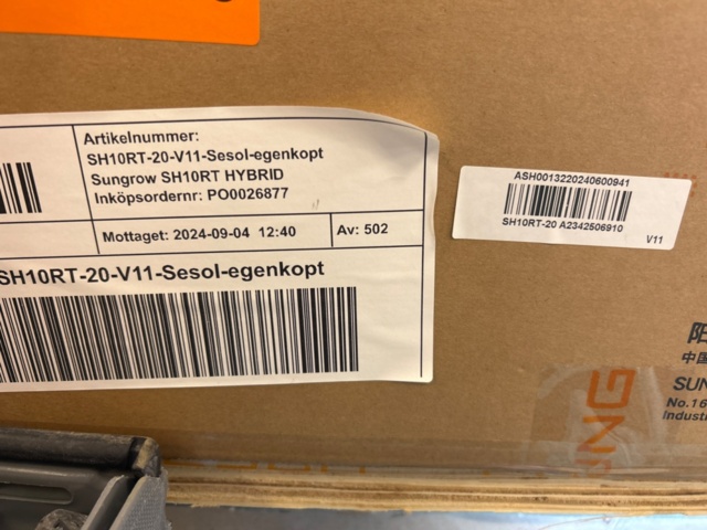 1436408-5 Växelriktare Sungrow SH10RT-20, 3 st