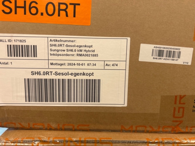 1436407-6 Växelriktare Sungrow SH6.0RT, 3 st