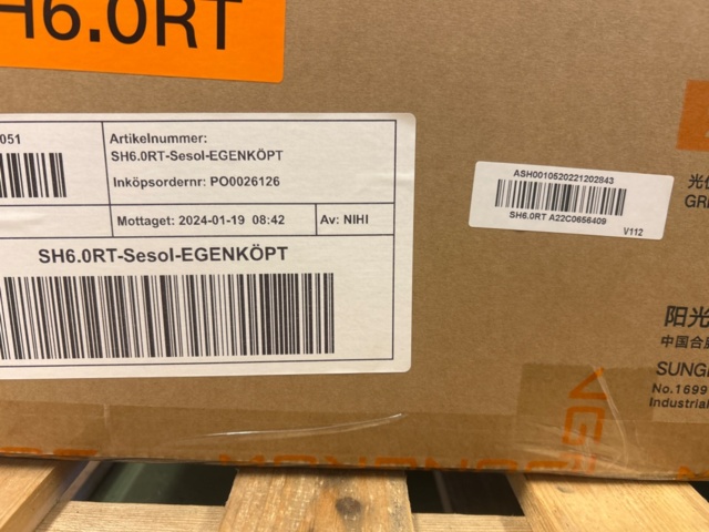 1436407-7 Växelriktare Sungrow SH6.0RT, 3 st