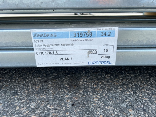 1091268-4 46 st Europrofil Stålreglar CKY170-1,5 L 4500