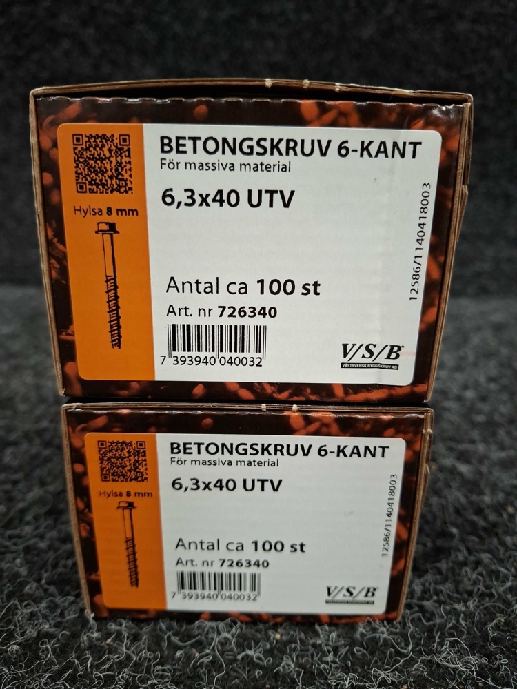 1546648-2 300 st Betongskruv 6-kant, VSB