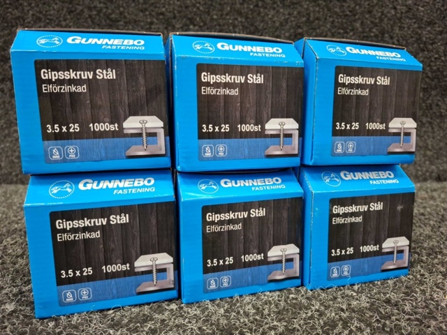 1546650-2 6000 st Gipsskruv stål 3.5x25mm, Gunnebo