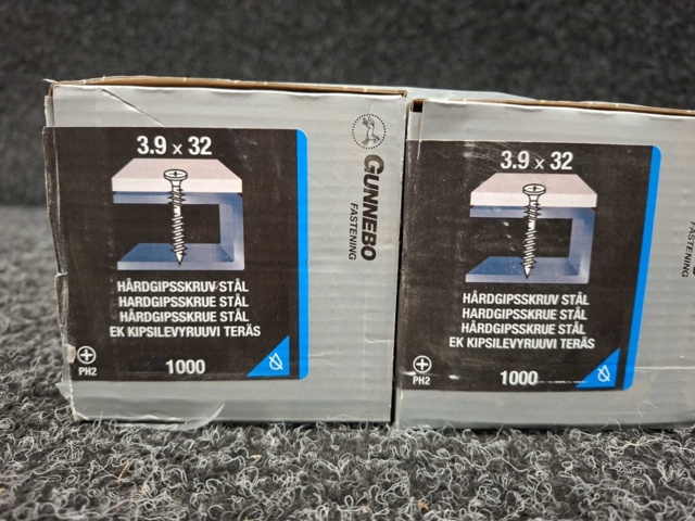 1546652-2 6000 st Gipsskruv stål 3.5x25 & hårdgipsskruv stål 3.9x32mm, Gunnebo
