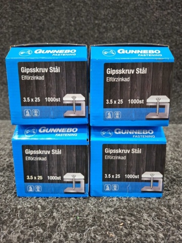 1546652-4 6000 st Gipsskruv stål 3.5x25 & hårdgipsskruv stål 3.9x32mm, Gunnebo