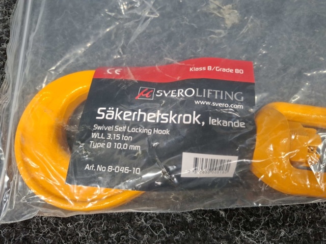 1545552-2 Säkerhetskrok SveroLifting WLL 3.15T, 10mm