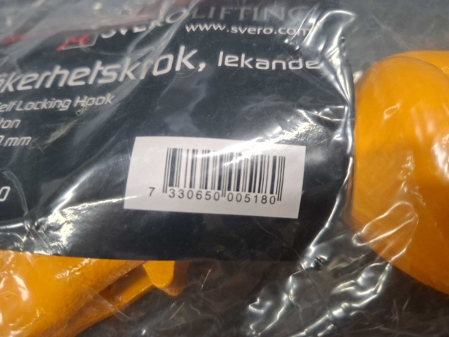 1545553-3 Säkerhetskrok SveroLifting WLL 3.15T, 10mm
