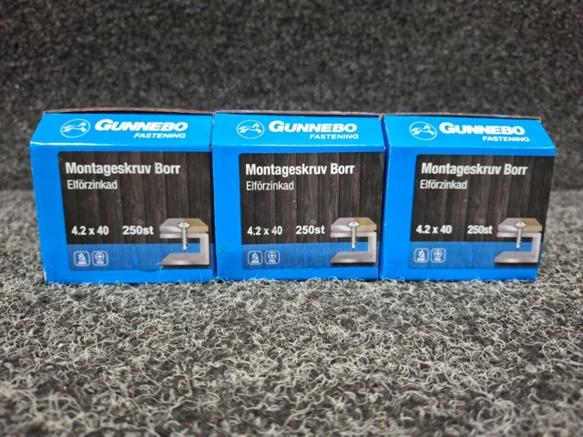 1549272-3 Ca 1300 st Montageskruv Borr 4.2x25 & 4.2x40mm, Gunnebo