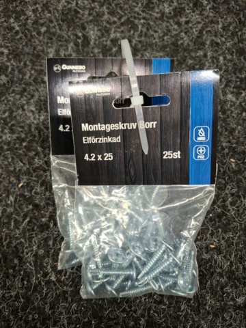 1549272-7 Ca 1300 st Montageskruv Borr 4.2x25 & 4.2x40mm, Gunnebo