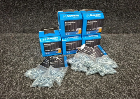 Approx. 1460 pcs Mounting screws 4.2x32, 4.2x40 & 4.2x45mm, Gunnebo