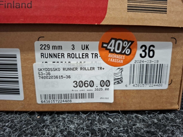 1550341-4 Skyddsskor Sievi Runner Roller TR+ S3, Strl 36