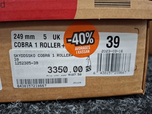 1550343-4 Skyddsskor Sievi Cobra 1 Roller+ S1P, Strl 39