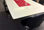 1546072 Dining table with chairs, serving trolley and kitchen appliances/equipment