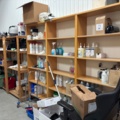 1546076-1 Collection with shelves, desks, shutter cabinets, decks and chairs, etc.