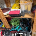 1546076-4 Collection with shelves, desks, shutter cabinets, decks and chairs, etc.
