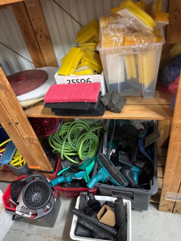 1546076-4 Collection with shelves, desks, shutter cabinets, decks and chairs, etc.