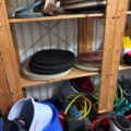 1546076-5 Collection with shelves, desks, shutter cabinets, decks and chairs, etc.