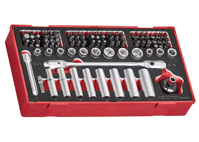 Hylsnyckelsats - Teng Tools, TEA487, 1/4 tum