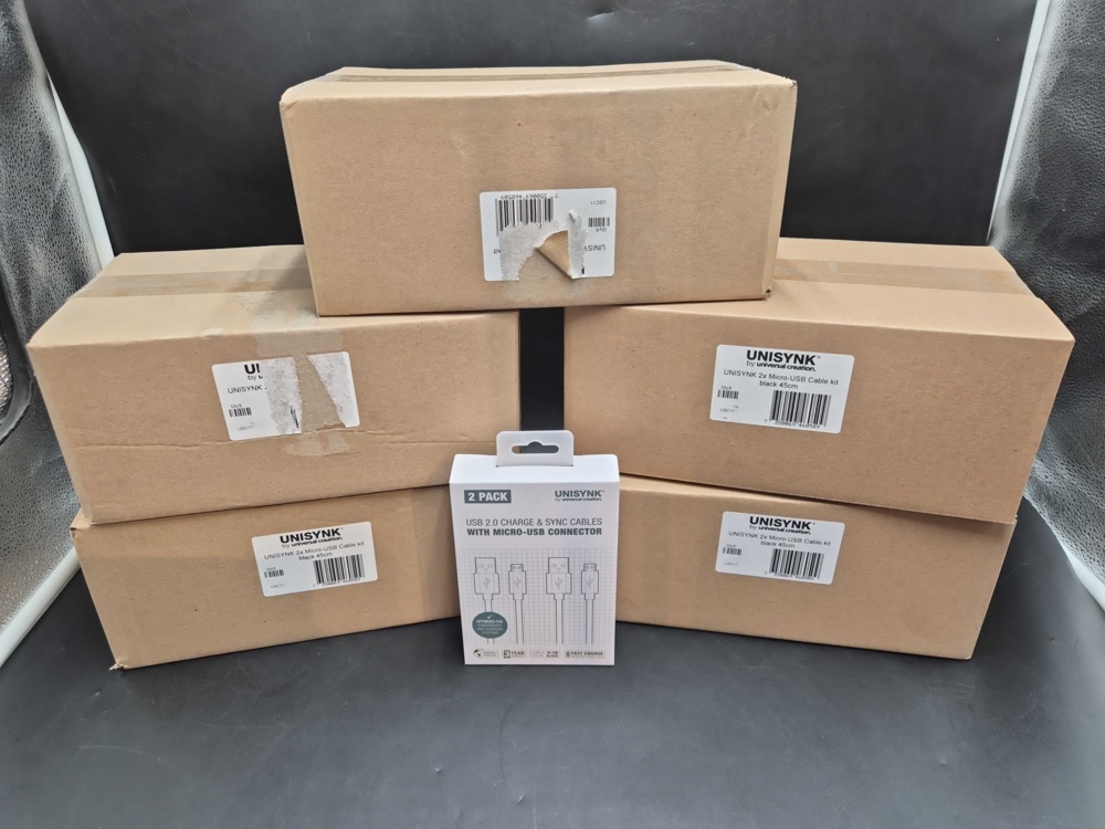 1547164-2 USB-kablar Micro-USB, 40 st - Unisynk, 45 cm, 2-pack