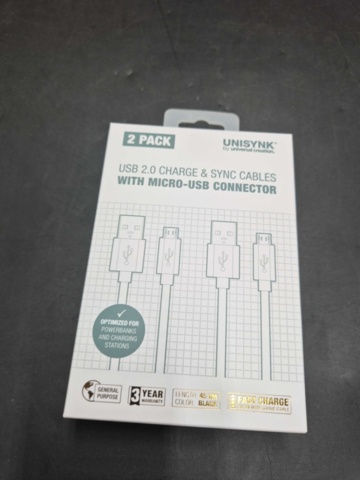 1547167-3 USB-kablar Micro-USB, 40 st - Unisynk, 45 cm, 2-pack