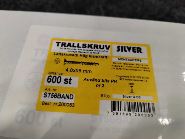 1552304-3 2400 st Trallskruv bandad 4.8x56mm, Silver