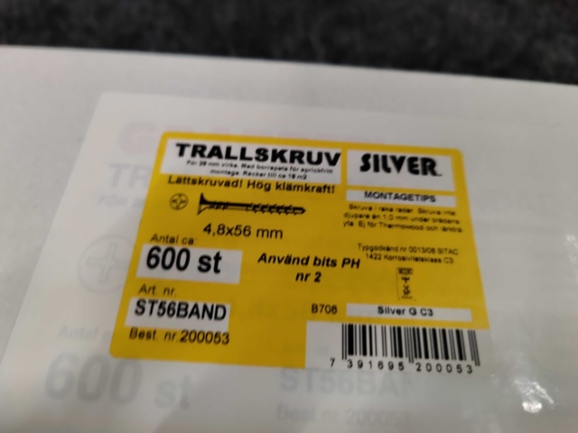 1552304-4 2400 st Trallskruv bandad 4.8x56mm, Silver